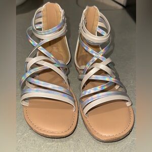 NWOT Cat & Jack Holographic Strappy Sandals gladiator 13